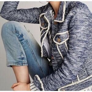 Anthropologie Ett Twa Tweed Blazer Trucker Jacket Womens Large